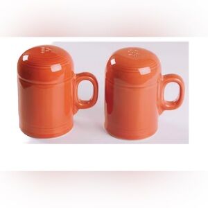Vintage Fiesta Homer Laughlin Stove Top Salt and Pepper Set Persimmon Orang…